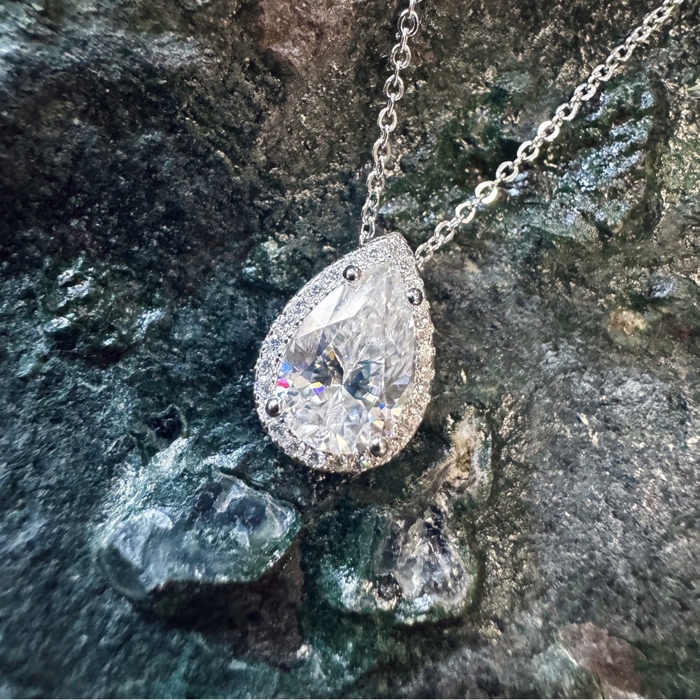 Moissanite Pendant 1.63 CTW 925 Solid Sterling Silver Necklace NWT